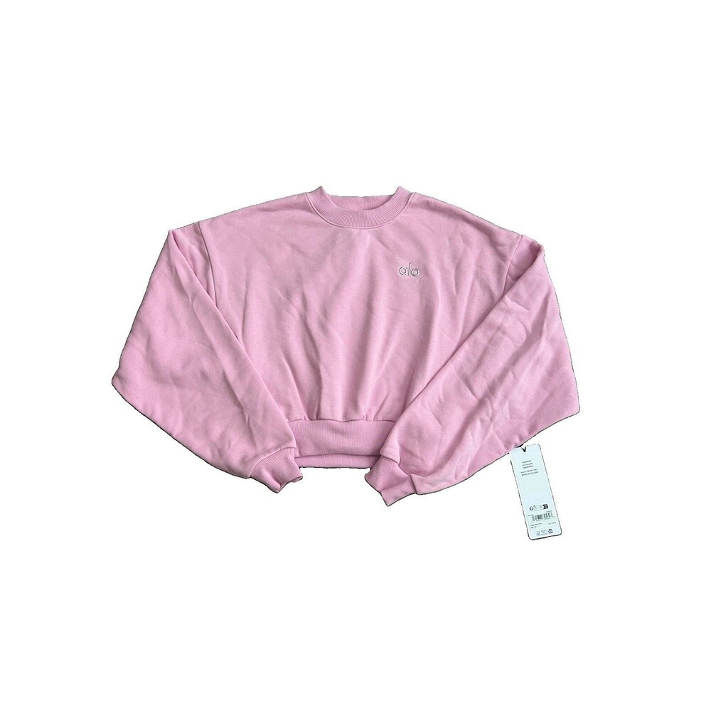 ALO Yoga NWT Cropped Accolade Crewneck Pullover Candy Heart Pink Size XS
